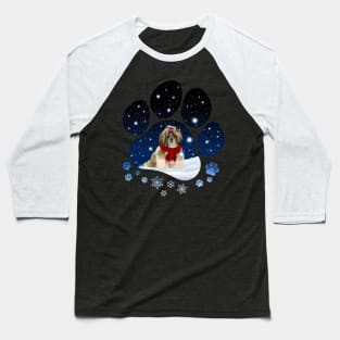 Snow Paw Shih Tzu Christmas Winter Holiday Baseball T-Shirt